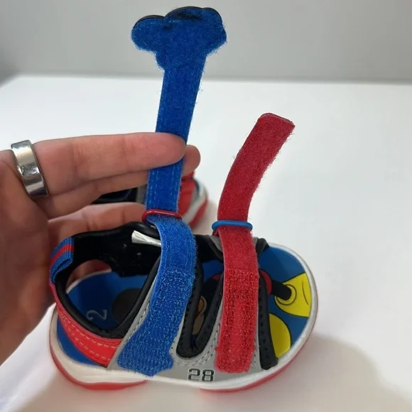 Disney Junior Mickey Mouse Sandals Kids Childrens Baby Size 2 Red Blue Summer - Picture 11 of 16